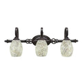 Three Light Bath Bar Dark Granite Finish with Natural Fusion Glass U608