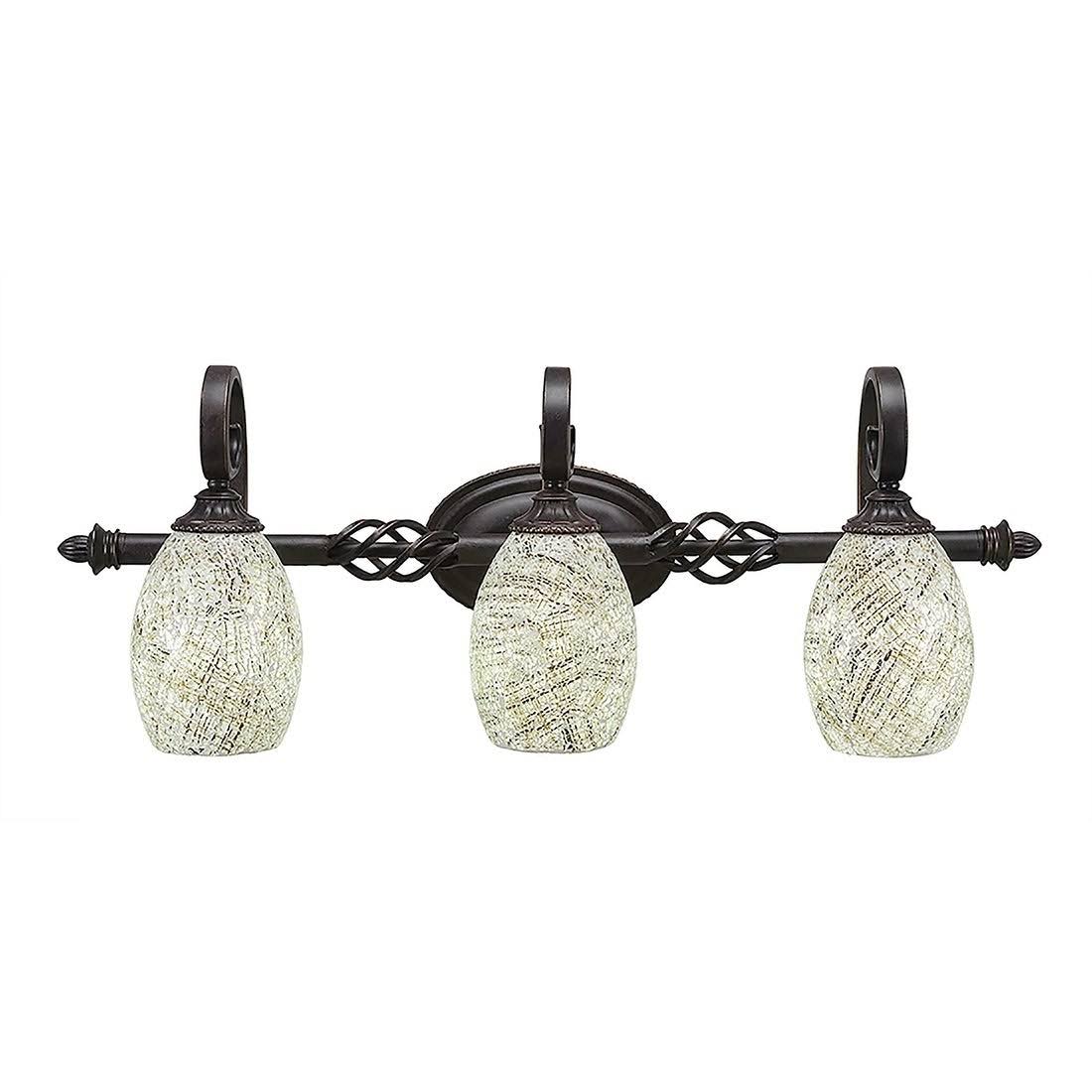Three Light Bath Bar Dark Granite Finish with Natural Fusion Glass U608
