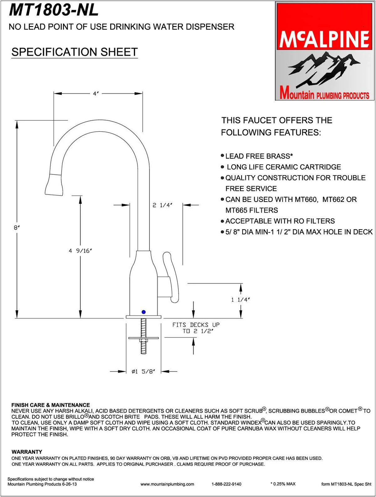 Tuscan Brass Drinking Faucet G161