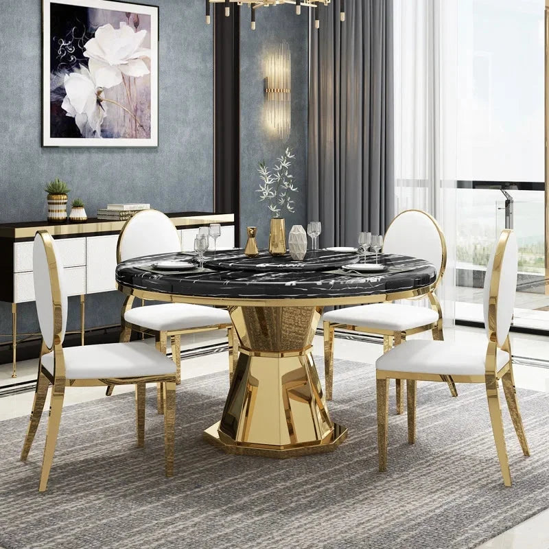 Marble Round Table with Turntable O585