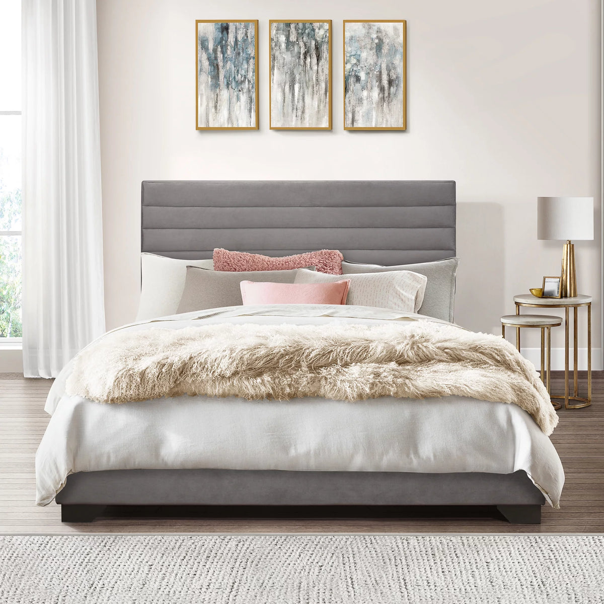 Charcoal Upholstered Queen Platform Bed G19034