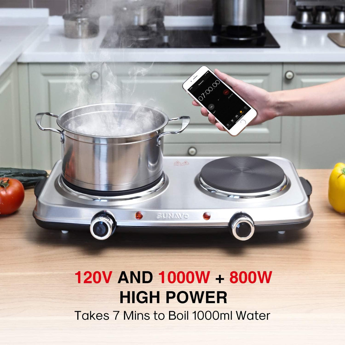 1800W Stainless Steel Electric Double Burner Hot Plate O229185