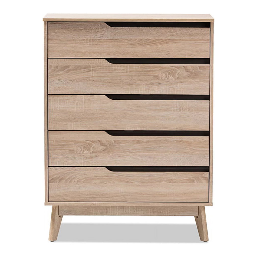 Oak and Grey Wood 5-Drawer Chest U46739