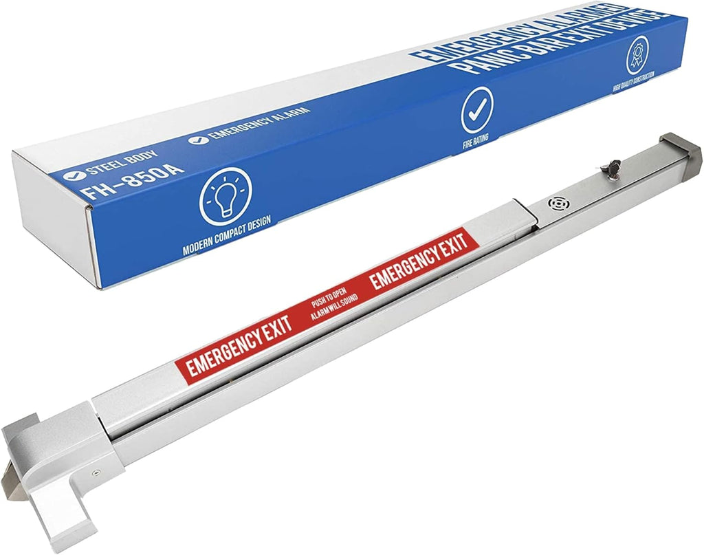 Alarmed Panic Bar Exit Device with Warning Stickers N807019