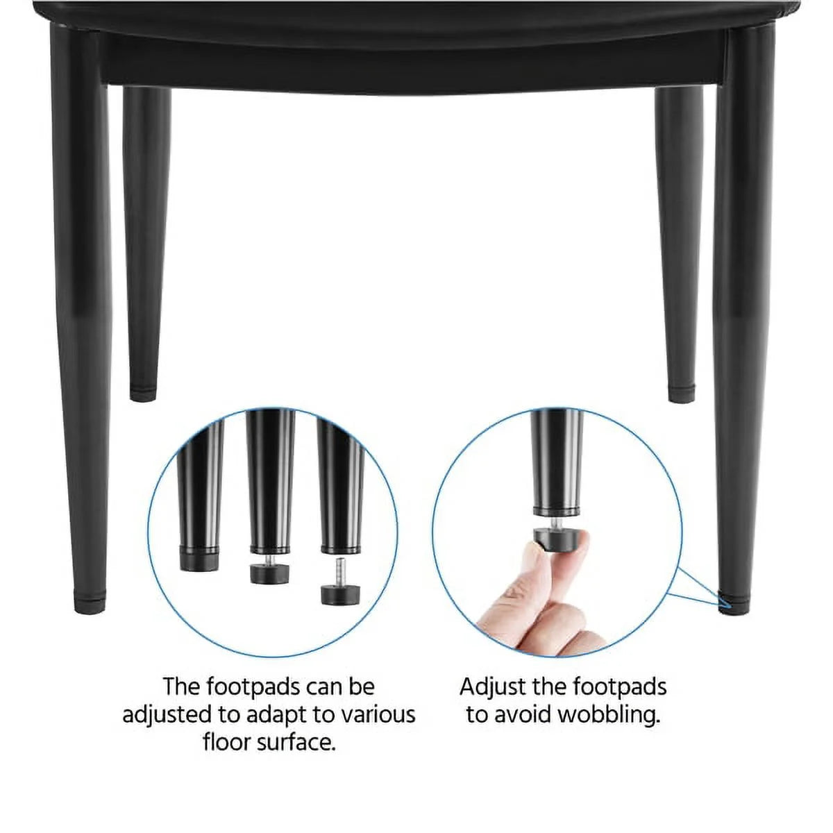 Black Faux Leather Armless Dining Chairs Set of 2 G740003