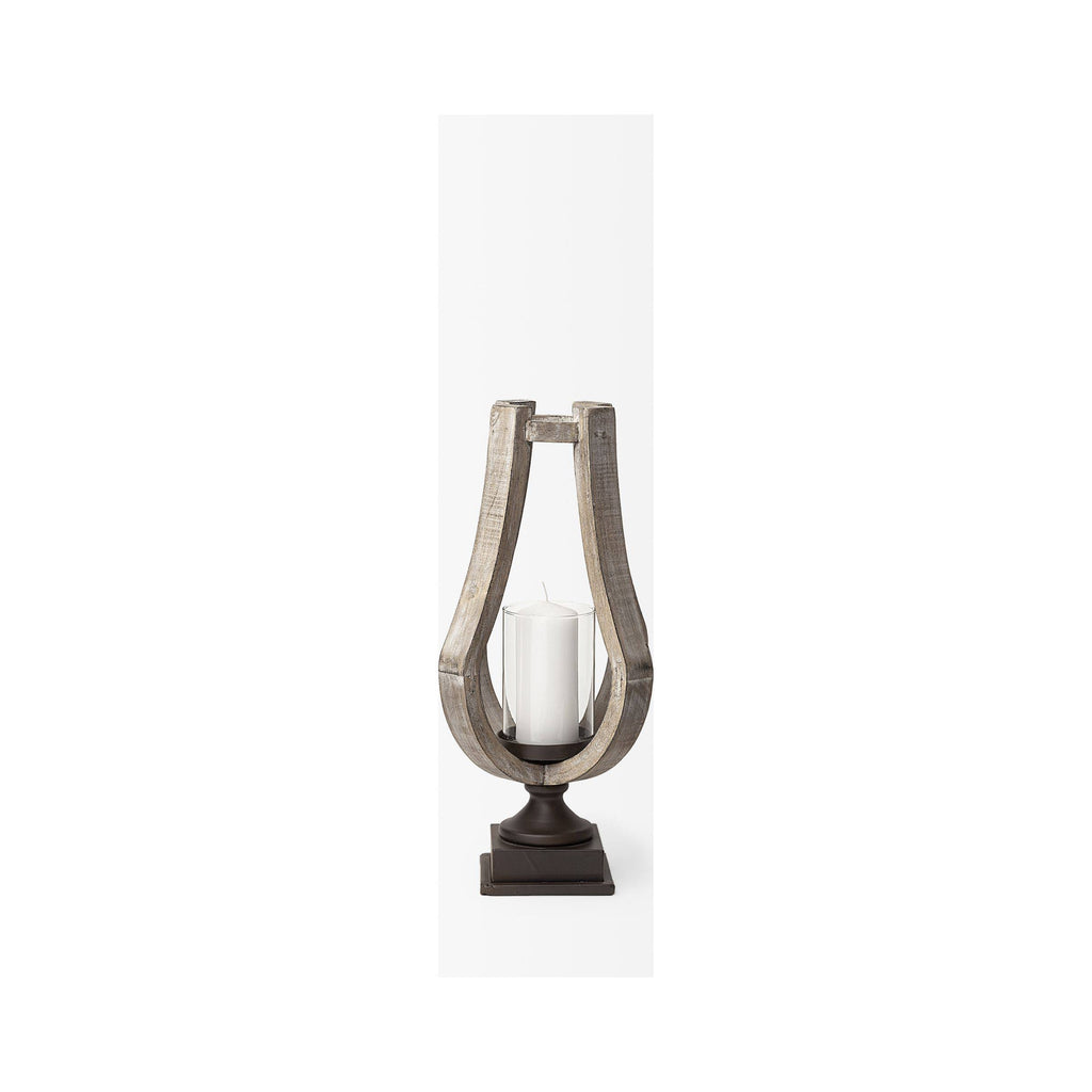 Beige Wood Candle Holder M97597