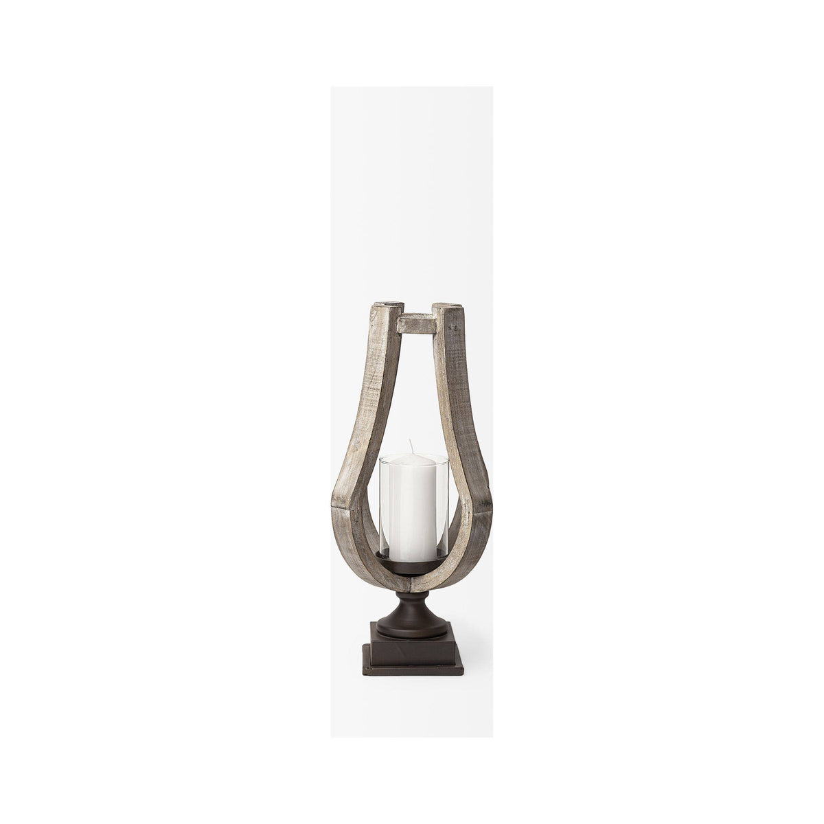 Beige Wood Candle Holder M97597