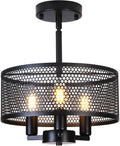 Matte Black Semi Flush Mount Cage Ceiling Light W821