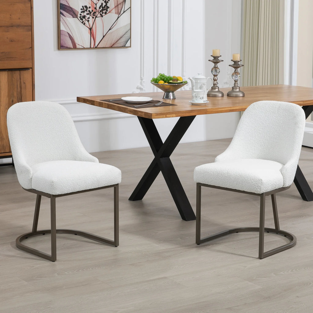 White Black Fabric Iron Dining Chair Set of 2 B2771
