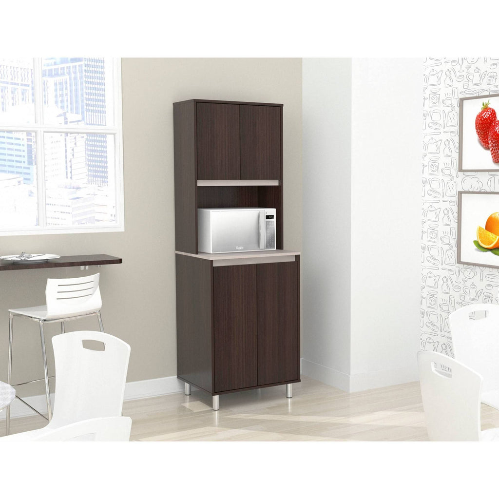 Espresso and Amber Grey 4-Door Cabinet I398