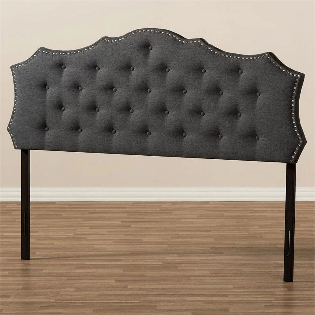 Gray Tufted Fabric King Panel Headboard V241