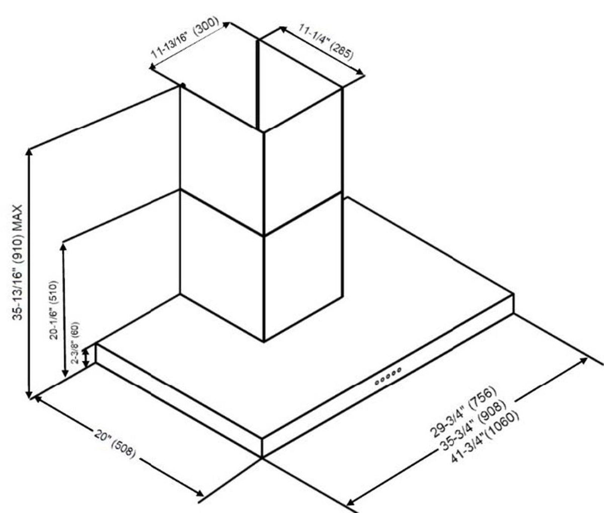 36x22 750 CFM Wall Mount Range Hood S8975