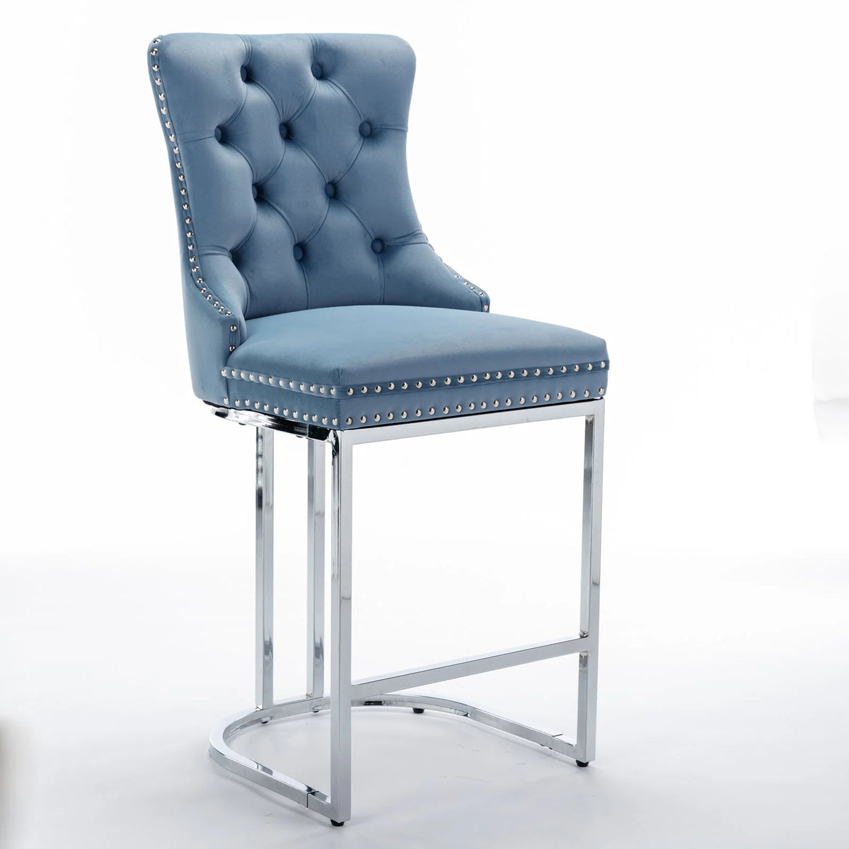 Light Blue Counter Height Bar Stools Set of 2 V8079