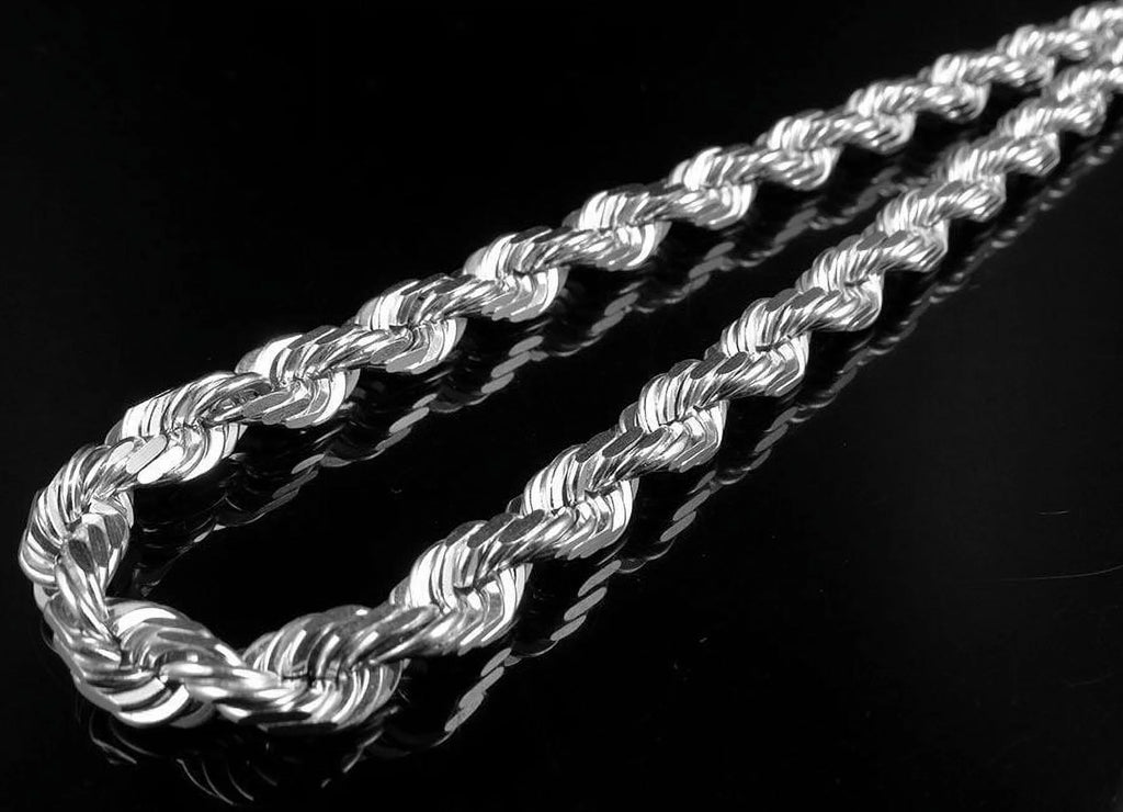 10K White Gold Rope Chain 6MM 20-30 Inches O7995