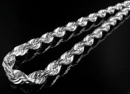 10K White Gold Rope Chain 6MM 20-30 Inches O7995