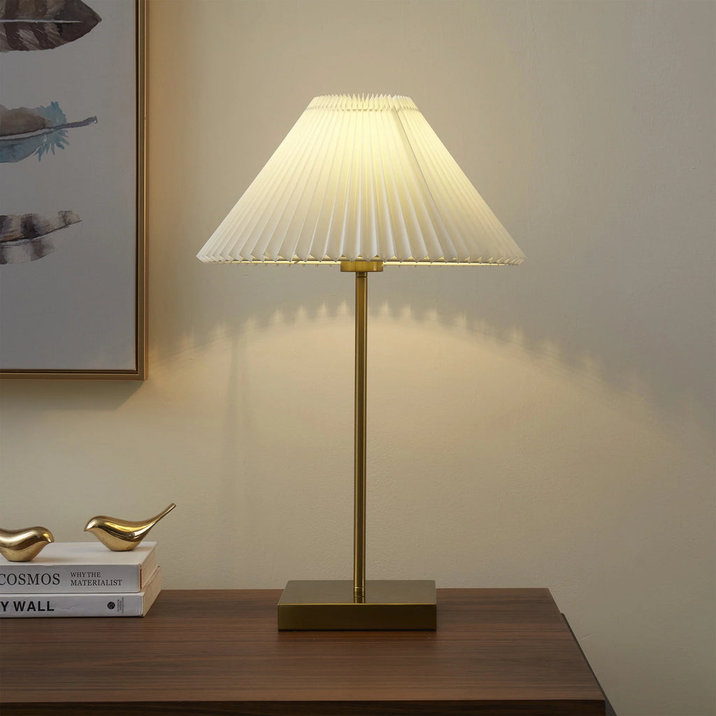 Brass Table Lamp with Pleated Shade F175604