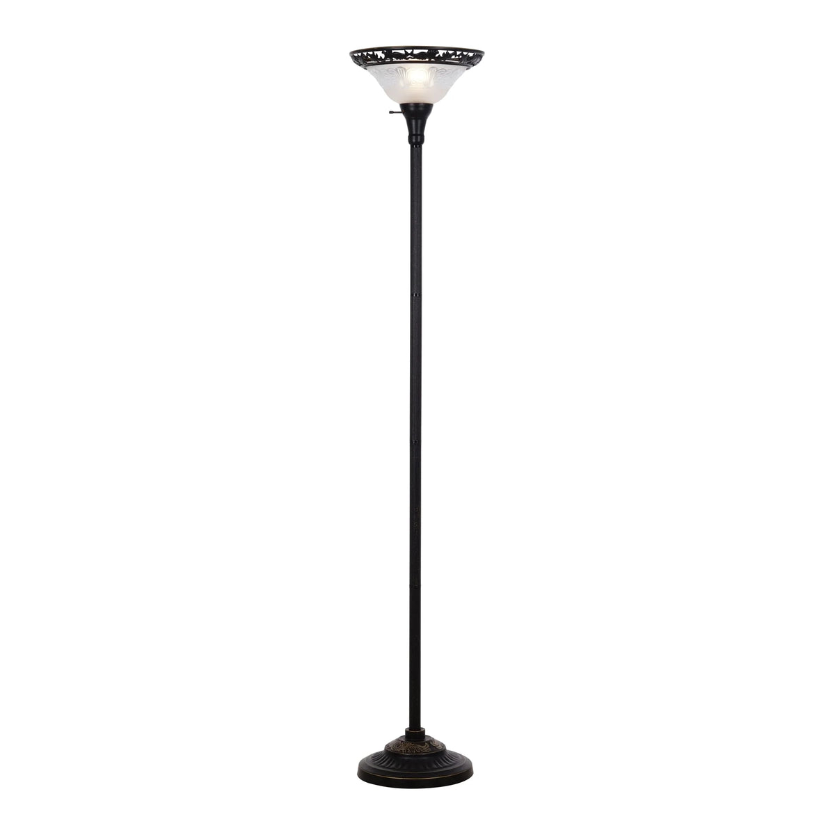 Bronze Victorian Floor Lamp with Etched Glass Shade P333