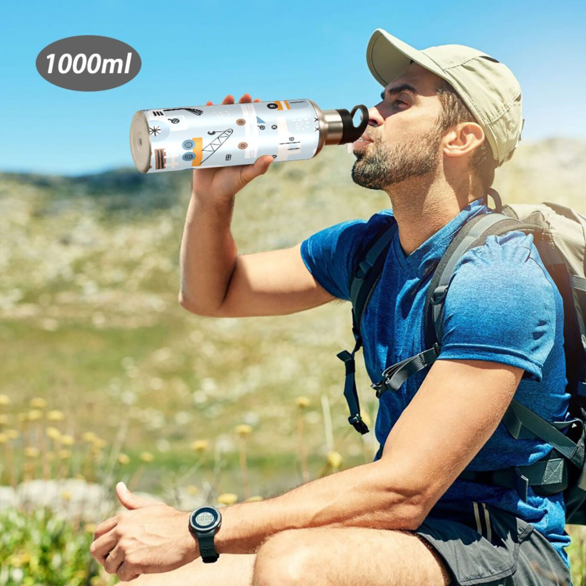 Blue Truck Stainless Steel Water Bottle with Straw Lid 20 OZ C4587