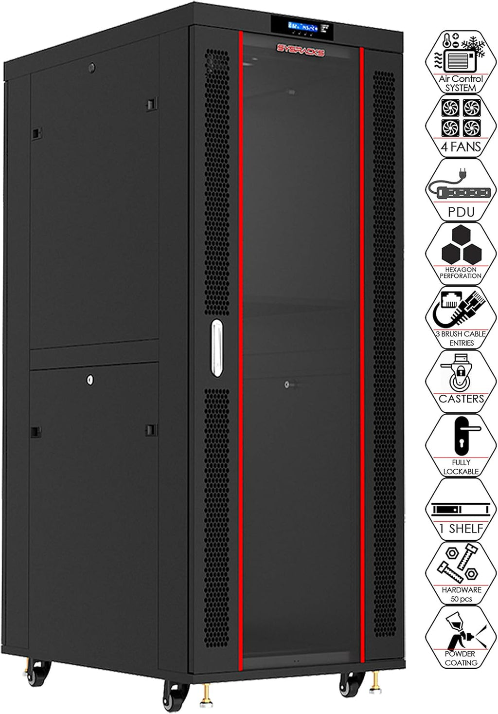 18U 32 Inch Deep Server Rack Cabinet on Casters U388851