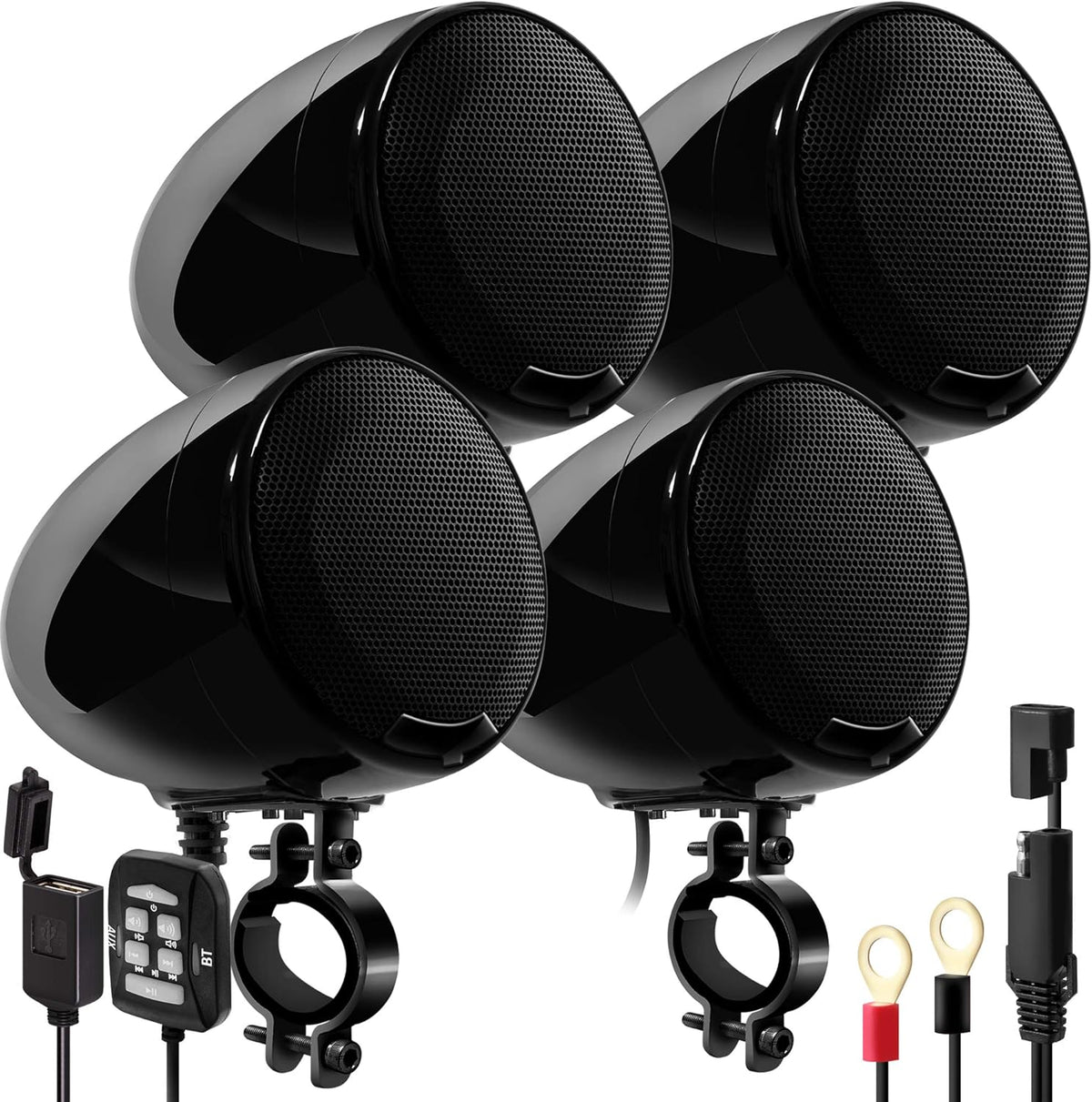 1200W Waterproof Bluetooth Motorcycle Stereo 4 Speakers Audio System E573673