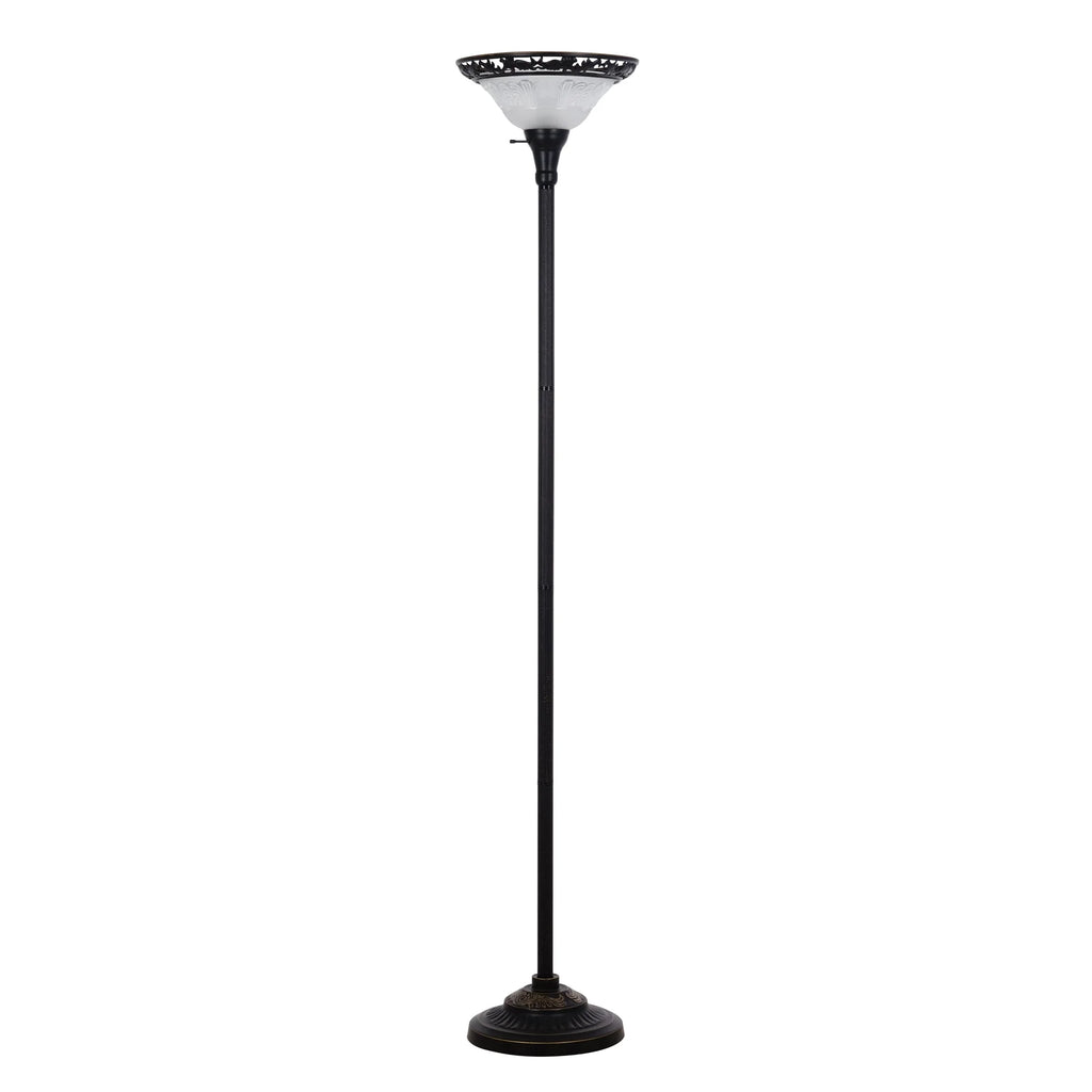 Bronze Victorian Floor Lamp with Etched Glass Shade P333