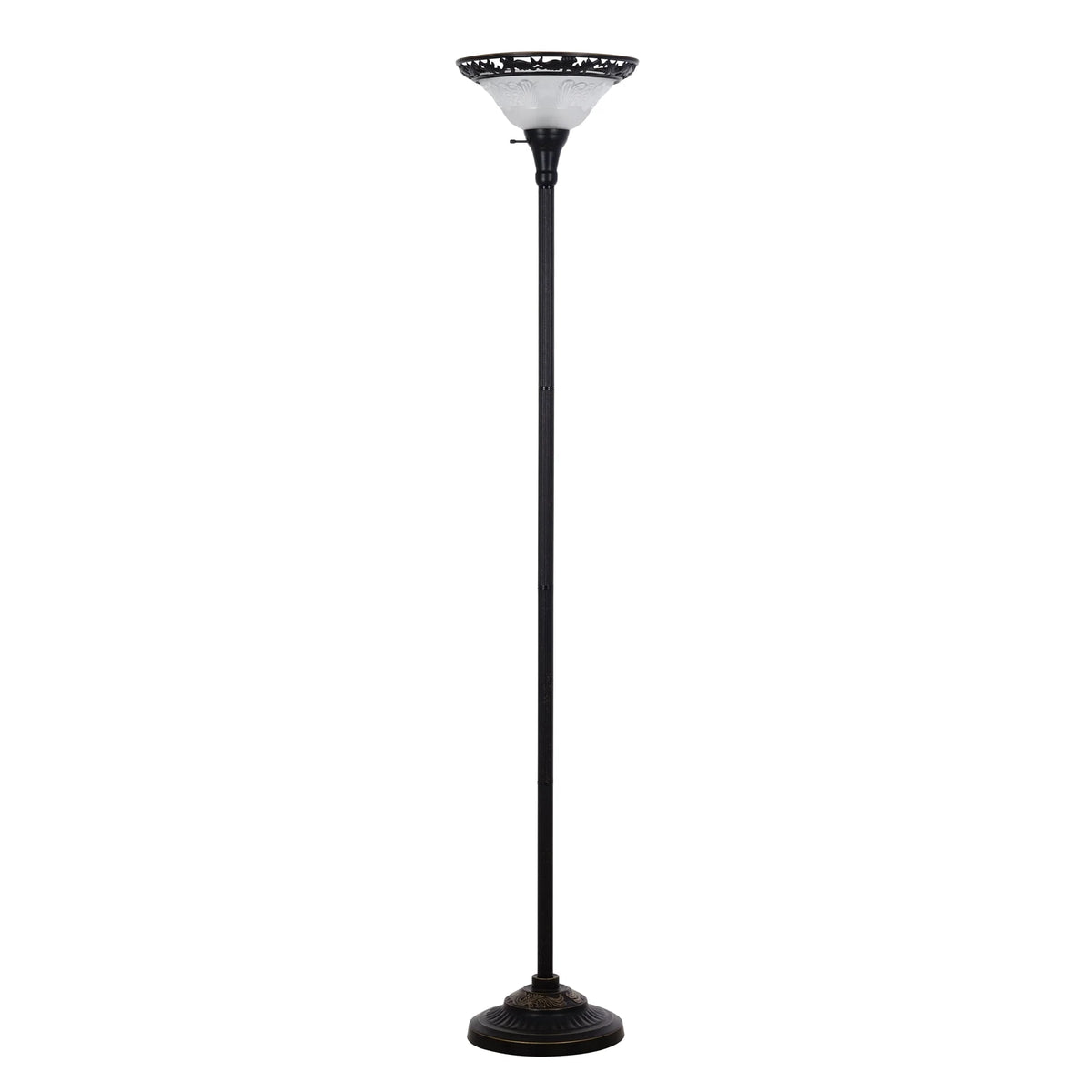 Bronze Victorian Floor Lamp with Etched Glass Shade P333