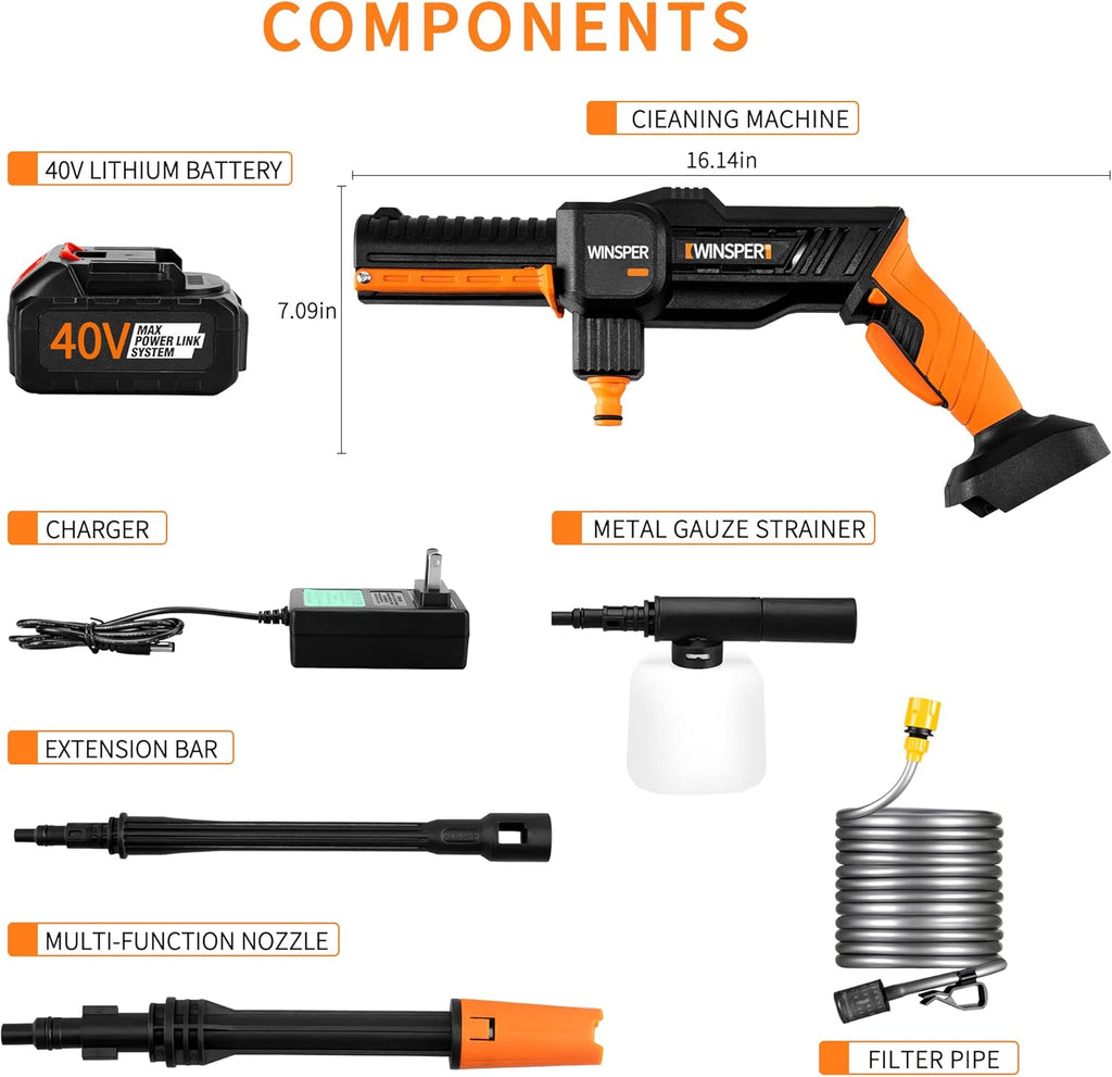 Cordless Pressure Washer 15AH 1160 PSI 20V O63903