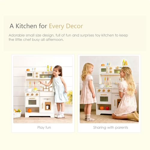 White Wooden Play Kitchen Set with Sink, Stove, Oven & Microwave H911868