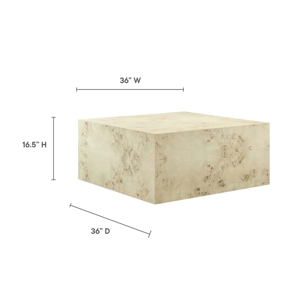 36" Square Burl Wood Coffee Table G767558