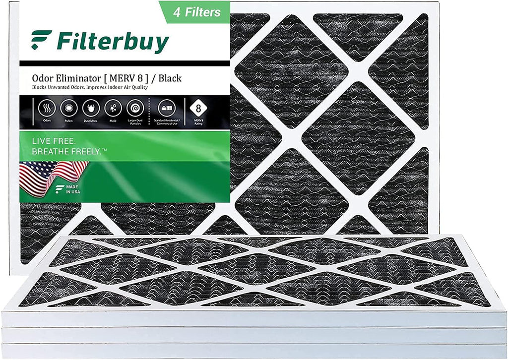 16x24x1 MERV 8 Pleated HVAC AC Furnace Filters with Activated Carbon (4-Pack, Black) G386718