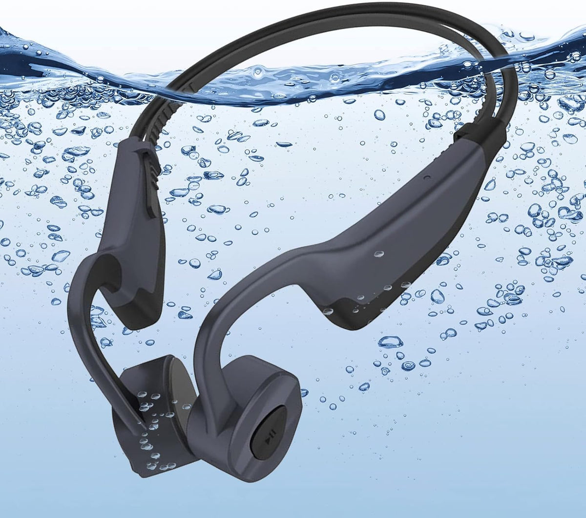 IPX8 Waterproof Bone Conduction Open Ear Headphones with 16G Memory Grey W354471