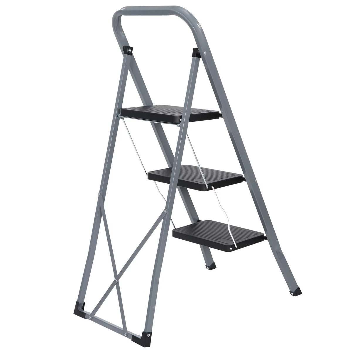 Folding 3-Step Steel Ladder with Handgrip Q5410