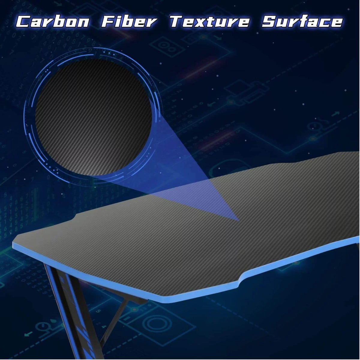 39.4 inch Blue Z-Shaped Gaming Desk with Headphone Hook Z89872