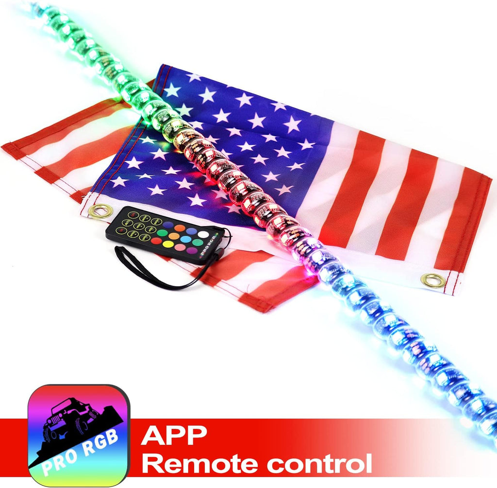 2 Pack Lighted Whips with Remote and App Control G29933