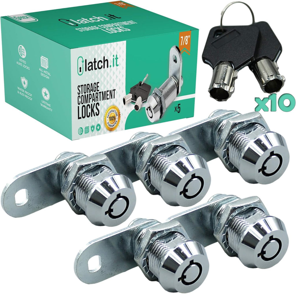 5/8” RV Storage Locks 10-Pack Utility Cam Lock 100% Metal with 20 Keys S660613