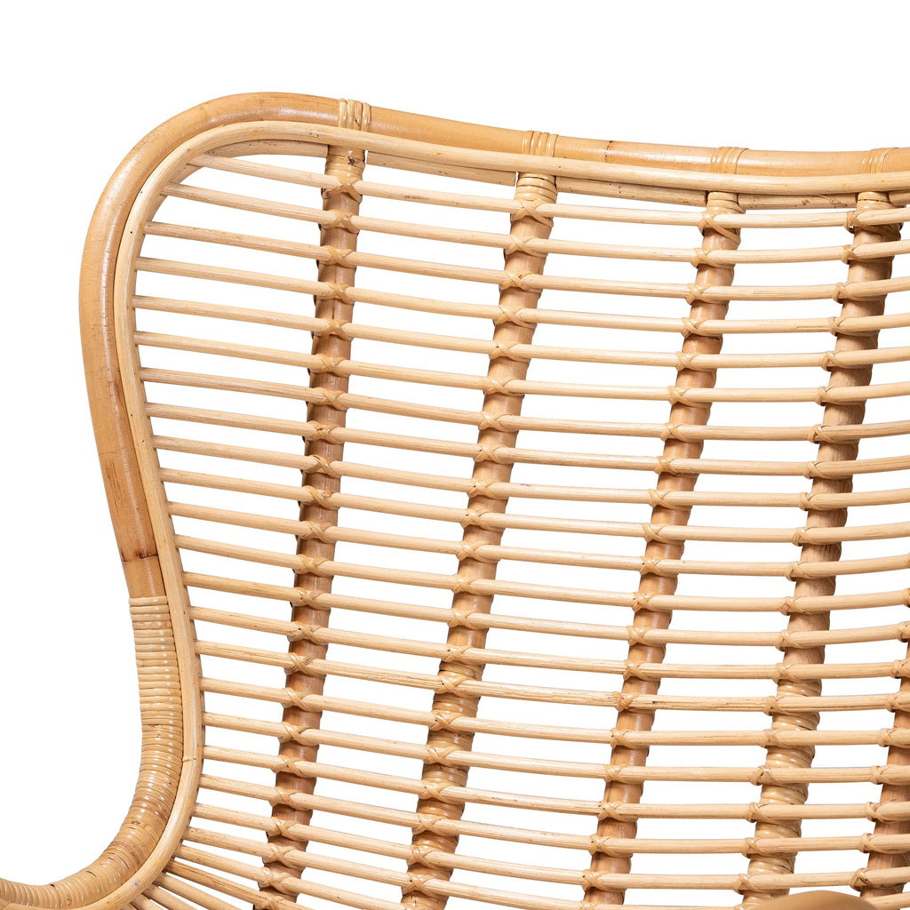 Natural Brown Rattan and Black Metal Accent Chair A25664