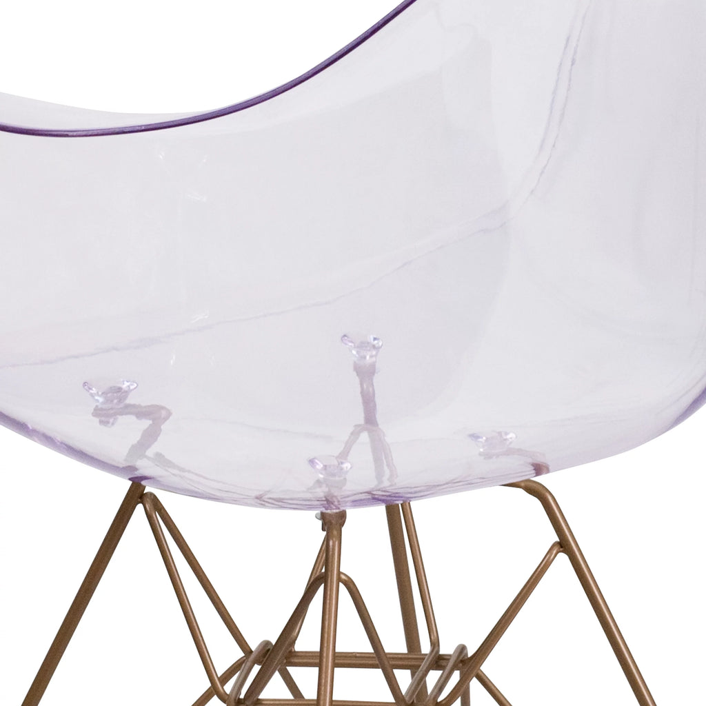 2 Pack Transparent Side Chair with Arms and Gold Base C706324