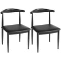 Black Faux Leather Armless Dining Chairs Set of 2 G740003