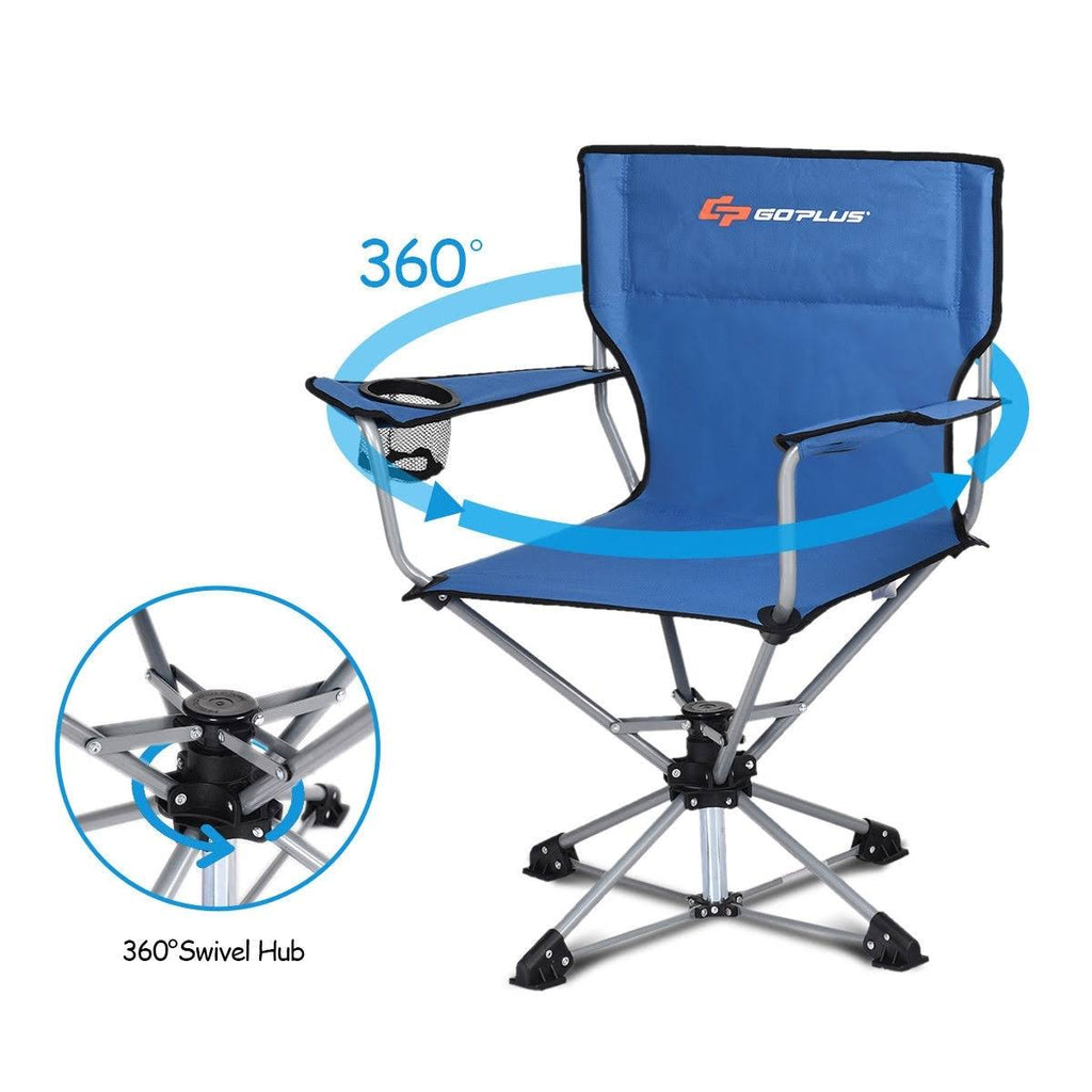 Collapsible Swivel Camping Chair - Blue W777