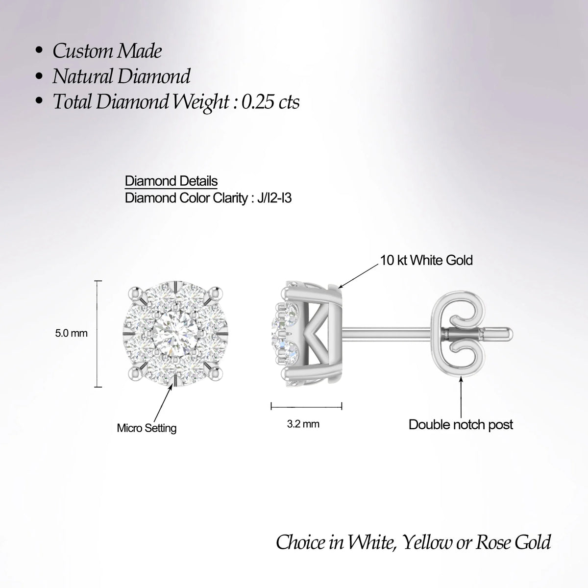 10K White Gold Diamond Cluster Stud Earrings K2370