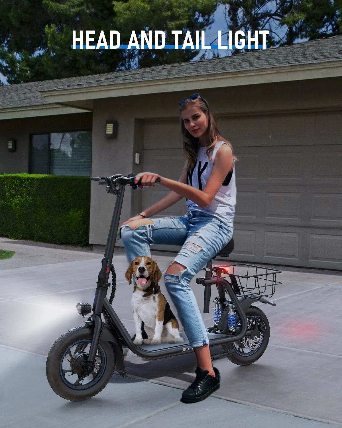 Electric Scooter with Seat and Carry Basket M5289