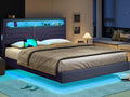 Queen Size Fabric Upholstered Platform Bed Frame with Storage Headboard H1892